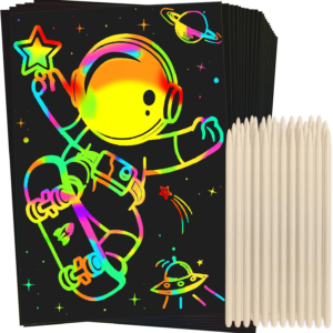ZMLM 100Pcs Scratch Rainbow Drawing Art Paper Craft Set for Kids Boys Girls