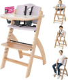 Abiie Beyond Junior Convertible Wooden High Chair with Removable Tray | 3-in-1 Adjustable Highc