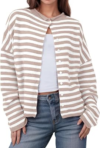 UNCLECAT Womens Striped Cardigan