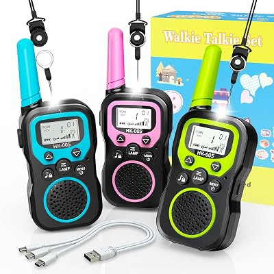Walkie Talkies for Kids 3 Pack,Rechargeable Kids Walkie Talkies with FRS 22 Channels 3 Miles Range for Boys Girls 6 7 8 9 10 11 12 Year Old, Birthday Gift for Outdoor Adventure Hiking Road Trip