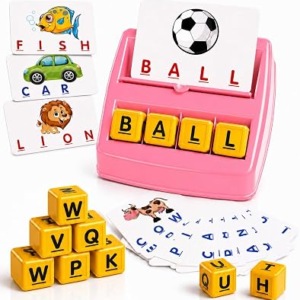 Educational Toys for Kids，Matching Letter Game for Kids Ages 3 4 5 6 7,Learning Toys Spelling Game for Kids 3-7,Birthday Gift for Boys Girls-Pink