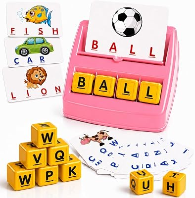 Educational Toys for Kids,Matching Letter Game for Kids Ages 3 4 5 6 7,Learning Toys Spelling Game for Kids 3-7,Birthday Gift for Boys Girls-Pink