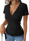 ANRABESS Short Sleeve V Neck Shirts