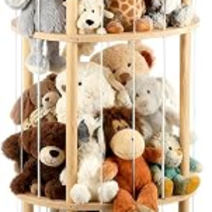 Stuffed Animal Zoo Storage Extra Large Wooden Stuffed Animal Holder Soft Toy Organizer Nursery Zoo Cage Plush Stuffed Toy Cage Kids Playroom Bedroom Decor Display Corner Oval Shaped