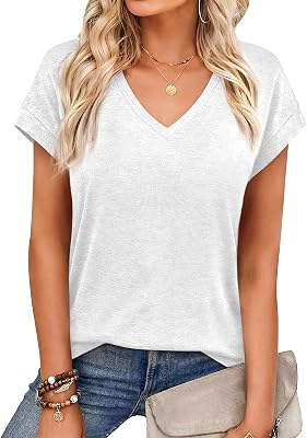 YOKGO Womens Short Sleeve V Neck T Shirts