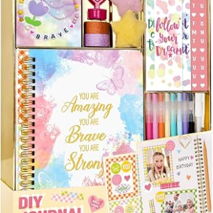 Nollh Gifts for 8 9 10 11 12 Year Old Girl – DIY Journal Kit for Teen Tween Girls, Stationary Scrapbook & Diary Supplies Set, Girl Gifts Arts and Crafts Stuff, Toys for Ages 8-13