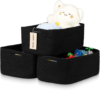 Ordn2Ordn Small Storage Baskets for Organizing, Woven Storage Bins for Shelves, Gift Basket Empty, Cute Decorative Closet Organizer, Baby Rope Basket, Dog Toy Storage, 12.6×8.2×5”, 3Packs Black