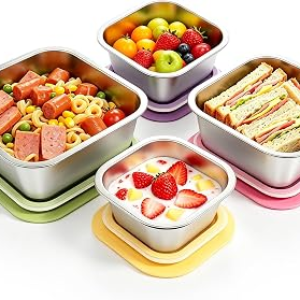 4 Pack Stainless Steel Container with Lids Set | 47/34/24/13.5oz Multi-Size Nesting Leakproof Metal Lunch Containers, Reusable Sandwich and Meal Prep Containers, Food-grade