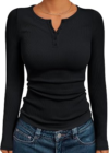 TRENDY QUEEN Long Sleeve Henley Shirts