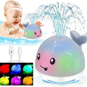 Bath Toys for Kids Ages 1-3 – Valentines Gifts Easter Basket Stuffers – 1 Year Old Girl Boy Gifts 1st First Birthday Gift – Light Up Whale Sprinkler Bathtub Water Pool Toys for Bab