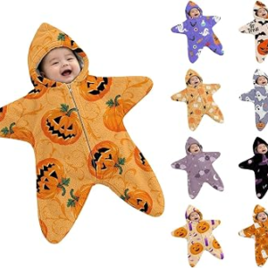 Halloween Costume Baby Starfish Onesie Hooded Fleece Nursery Swaddling Blankets Fall Winter Soft Baby Clothes