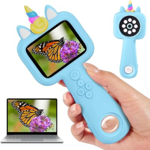 Magnify 2.4″ Screen Handheld Microscope for Kids, 600X Digital 4K Kids Microscope, 8 LEDs Pocket Microscope, Portable Edu Toy for Ages 3-12 Boys& Girls Exploring Bugs Plants at Home & Outdoor Travel