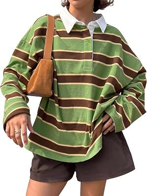 TANKANEO Womens Oversized Polo Shirts