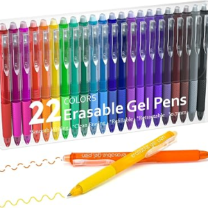 Lineon Erasable Gel Pens, 22 Colors Retractable Erasable Pens Clicker for Back to School, Fine Point, Make Mistakes Disappear, Assorted Color Inks for Drawing Writing Planner and Crossword Puzzles