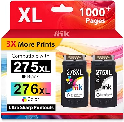 Starink Replacement for Canon 275 and 276 Ink Cartridges 275XL 276XL 2 Pack | Replacement for Canon Printer Ink 275 276 High Yield for PIXMA TR3722 TR4720 TS3700 TS3522 TR4700 TR4722 TS3500 TS3720