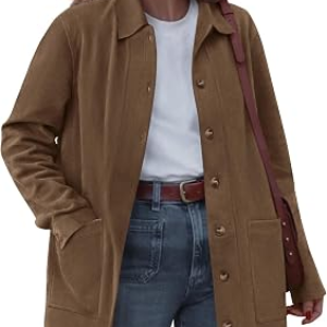 BTFBM Fall Fashion Faux Suede Jacket Women Winter Clothing,Light Brown,S