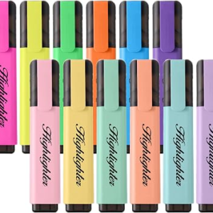 12 Assorted Highlighters, Quick-Dry Chisel Tip Marker Pens | 6 Bright & 6 Soft Pastel Colors | Water-Based for Notes, Journals & Office