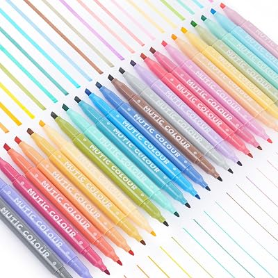 Pastel Highlighters Set, 24 Unique Retro Colors, Highlighters Assorted Colors, Quick Dry Dual t