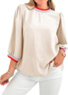 TANKANEO 3/4 Sleeve Puff Tops
