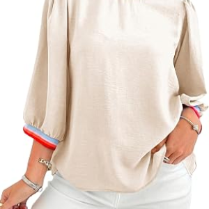 TANKANEO 3/4 Sleeve Puff Tops