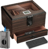 LIHTUN Cigar Humidor and Cigar Lighter Kit