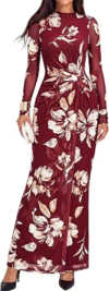 BTFBM Cocktail Dresses for Women Fall Fashion 2026,Floral Burgundy White,XS