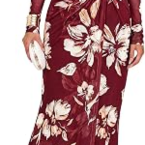 BTFBM Cocktail Dresses for Women Fall Fashion 2026,Floral Burgundy White,XS