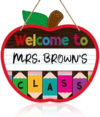WaaHome Welcome Sign for Classroom Door Decorations 11.3″x12″ Personalized Apple-shape Teacher Door Sign Back to School Welcome to Our Classroom Sign Teacher Name Sign for Classroom Door Teacher Supplies