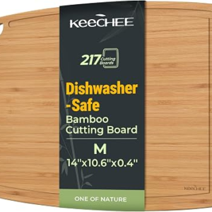 Keechee Dishwasher Safe Bamboo Cutting Board, Lightweight & Durable Wood Cutting Board, Reversible with Juice Groove, Easy to Store & Clean, Ideal Kitchen Gift for Home Cooks