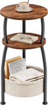 Round Side Table With Storage Basket