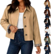 GENERIC Womens Cropped Trench Coat