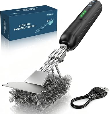 Electric Grill Brush with Scraper Dual Mode 2-Speed Rechargeable BBQ Grill Cleaner