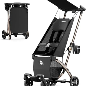 Beberoad Love R1 Auto-Fold Ultra Lightweight Travel Stroller for Airplane | Small Compact Stroller for Babies and Toddlers Aged 6-36 Months, Only 11.5 lbs, Can Combine into a Double Stroller, Black