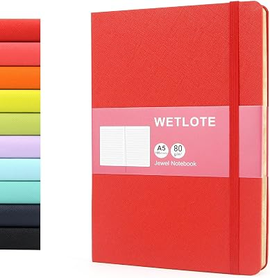 Dot Matrix Hardcopy Notebook - 5.6"x8.3"- Sourced from sustainable and excellent quality paper, minimalist, natural, portable and flexible design, good helper for study and record keeping, suitable for office, school and many other occasions(Red)