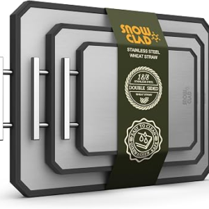 EXTRA LARGE Stainless Steel Cutting Board Set of 3 for kitchen | Non Toxic Metal Cutting Board,Double Sided Stainless Steel/Wheat pp Large for meat Dishwasher Safe,20*13.8+16*11+12*8.3 Inch