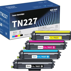 TN227BK/C/M/Y Toner Cartridges High Yield 4-Pack Compatible TN 223 TN223 TN-227 TN 2274PK Replacement for Brother TN227 Color Toner Set with HL-L3210CW, HL-L3270CDW, HL-L3230CDW, MFC-L3710CDW Printer
