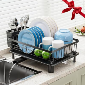 GAOKASE Dish Drying Rack for Kitchen Counter,Stainless Steel,Black