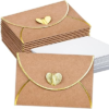30 Pcs Mini Envelopes with Blank Mini Cards, Gift Card Holders | Gift Card Envelopes with Gold Heart Shaped Clasp, Size 4.13 x 2.76 Inch, Ideal for Valentine’s Day, Christmas and Note Cards
