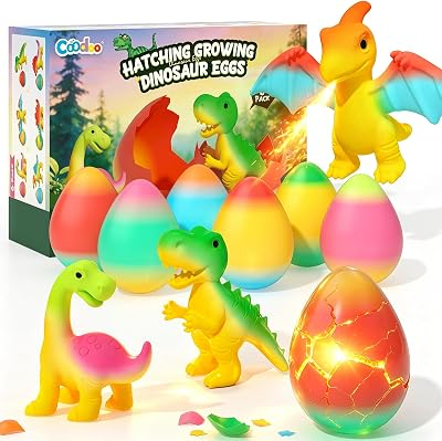 Dinosaur Hatching Surprise Eggs - 6 Pack Dinosaur Toys for Kids 3-5 5-7 6-8 | Easter Basket Stuffers, Christmas Birthday Party Favors for Kids 4-8, Toddler Outdoor Toys, Crafts Gifts for Ages 3 4 5 6 7 8