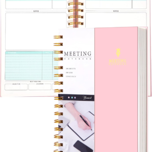 Meeting Notebook for Work, Business Hardcover with Action Items, 5.5 x 8.5