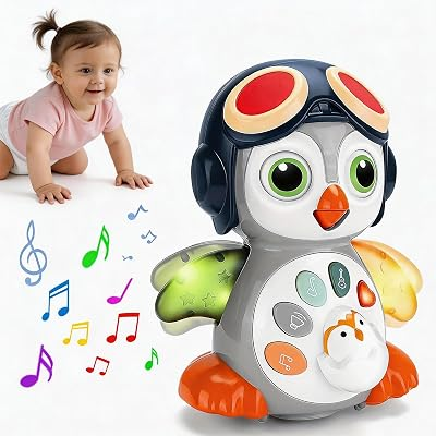 Crawling Penguin Baby Toy with Music & Lights, Interactive Tummy Time Toy for Infants 6-18 Months, Early Development Learning Toy, Educational Gift for Toddlers Boys Girls