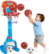 Toddler Basketball Hoop Indoor, Adjustable Kids Basketball Hoop and Soccer Goal for Ages 1-3 3-5, Portable Mini Basketball Hoop Set with 4 Balls for Boys Girls Child Indoor Outdoor Poolside