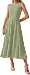 BTFBM Women Midi Bodycon Tank Dress,Mist Green,Small