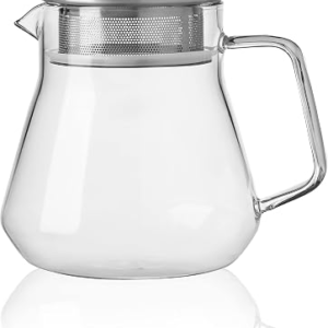 CNGLASS Small Glass Teapot with Stainless Steel Filter Lid,15oz(450ml) Glear Tea Kettle Stoveto