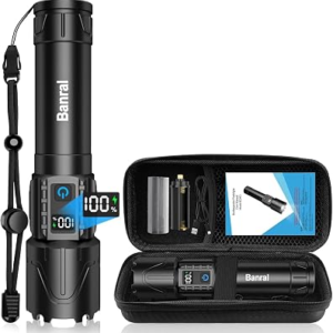 Tactical Flashlight Super Bright High Lumens Rechargeable LED Flash Light | 5000ft Beam, 5000mah, 20H Long Lasting, USB C Charging, Zoomable 5 Modes, Waterproof for Camping Hiking