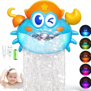 Bath Toys,Rechargeable Crab Baby Bath Toys Light Up Bath Bubble Machine with Colourful RGB Light Great Birthday Gift for Boys and Girls Toddler Toy for Kids Ages 1-3 4-8