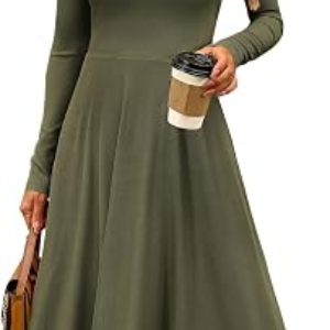 CFLONGE Womens High Neck Dress