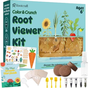 Root Viewer Kit for Kids – Science STEM Toys with Fun Stickers & Storybook, Craft Planting Kits for Ages 4-12, Birthday Gifts for Girls & Boys 4 5 6 7 8 9 10 Year Old(A Size)
