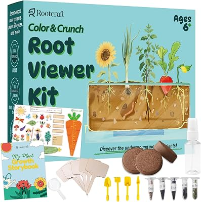 Root Viewer Kit for Kids - Science STEM Toys with Fun Stickers & Storybook, Craft Planting Kits for Ages 4-12, Birthday Gifts for Girls & Boys 4 5 6 7 8 9 10 Year Old(A Size)