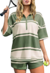 TOTATUIT Women Striped Short Sets